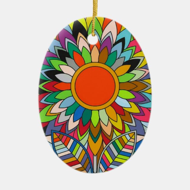 färglös blomma mandala yaei-design julgransprydnad keramik (Framsidan)