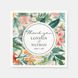 Färglös blommande Blommigt Bröllop Pappersservett