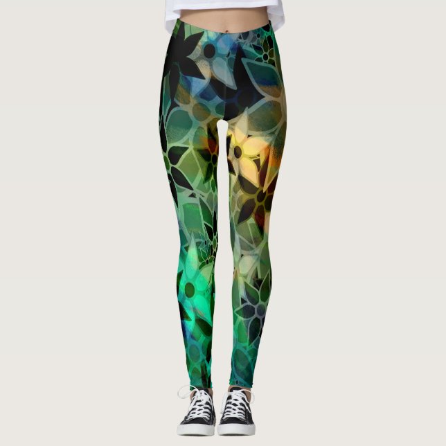 Färglös Blommigt #2 Leggings (Framsida)
