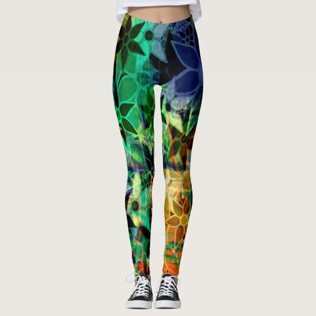 Färglös Blommigt #6 Leggings (Framsida)