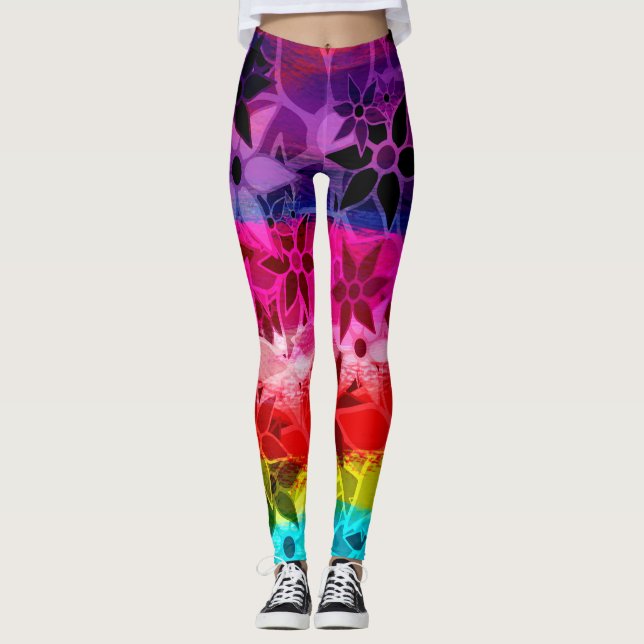 Färglös Blommigt #8 Leggings (Framsida)
