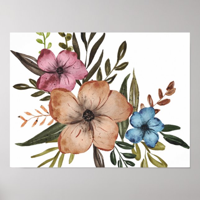 Färglös Blommigt Art Poster (Framsidan)