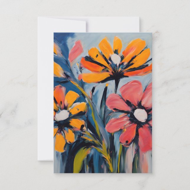 Färglös Blommigt Art Tack Kort (Framsida)