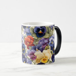 Färglös Blommigt av Pansy Sömlös blomma Magisk Mugg