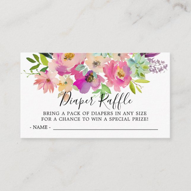Färglös Blommigt Babykläder, blöjor Raffle Biljett Tilläggskort (Framsida)