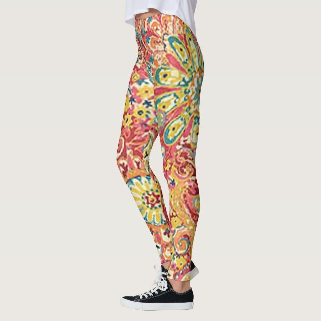 Färglös Blommigt Blombalkar Leggings (Vänster)