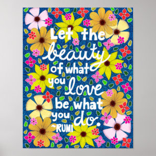 Färglös Blommigt - inspirerande citattypografi Poster
