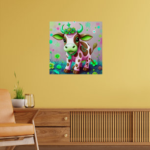 Färglös Blommigt Kow Indian Stil Poster