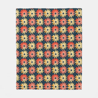 Färglös Blommigt med rött, Orange blomma Fleecefilt