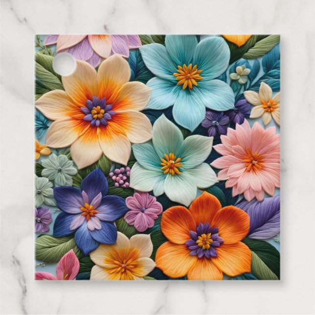 Färglös Blommigt Needlepoint Art Gift-Märkre Gåvor Etiketter (Framsida)