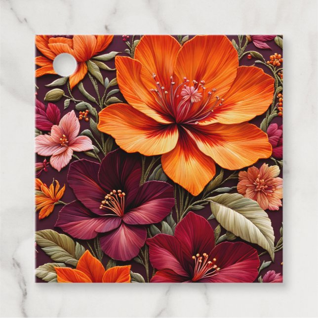 Färglös Blommigt Needlepoint Art Gift-Märkre Gåvor Etiketter (Framsida)