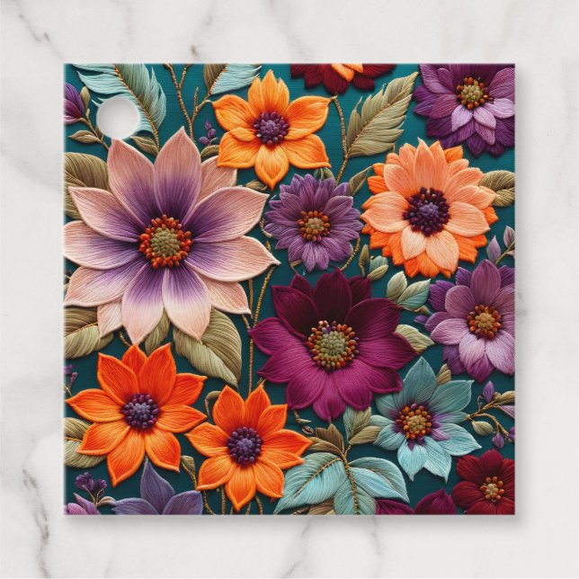 Färglös Blommigt Needlepoint Art Gift-Märkre Gåvor Etiketter (Framsida)