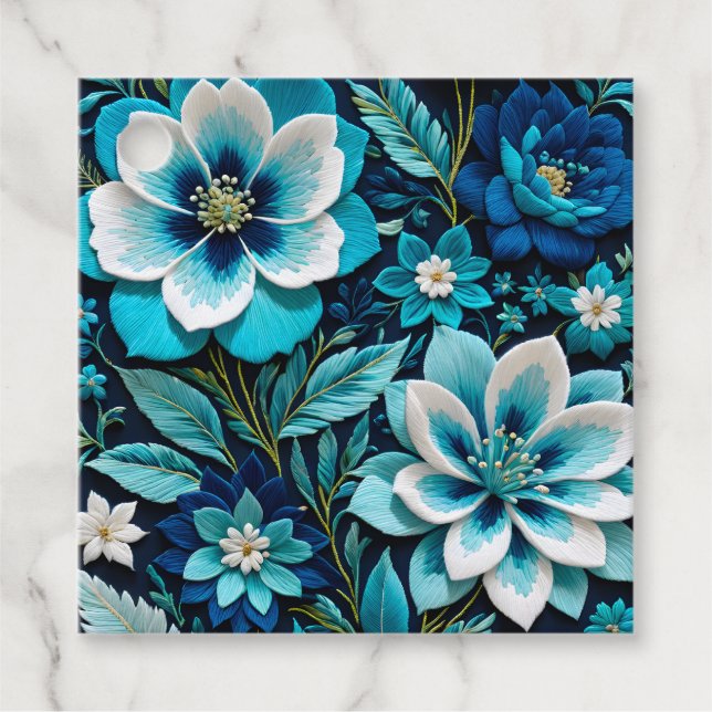 Färglös Blommigt Needlepoint Art Gift-Märkre Gåvor Etiketter (Framsida)