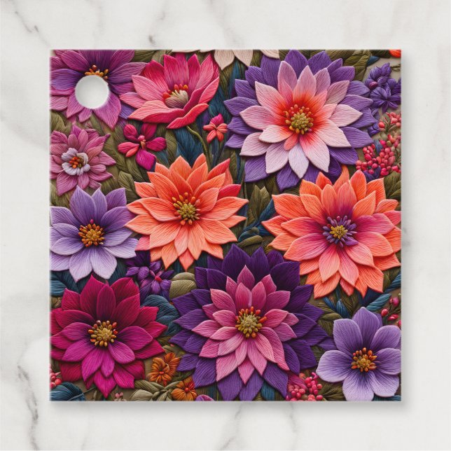 Färglös Blommigt Needlepoint Art Gift-Märkre Gåvor Etiketter (Framsida)