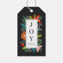 Färglös Blommigt och Gräs Ram Helgdag Presentetikett