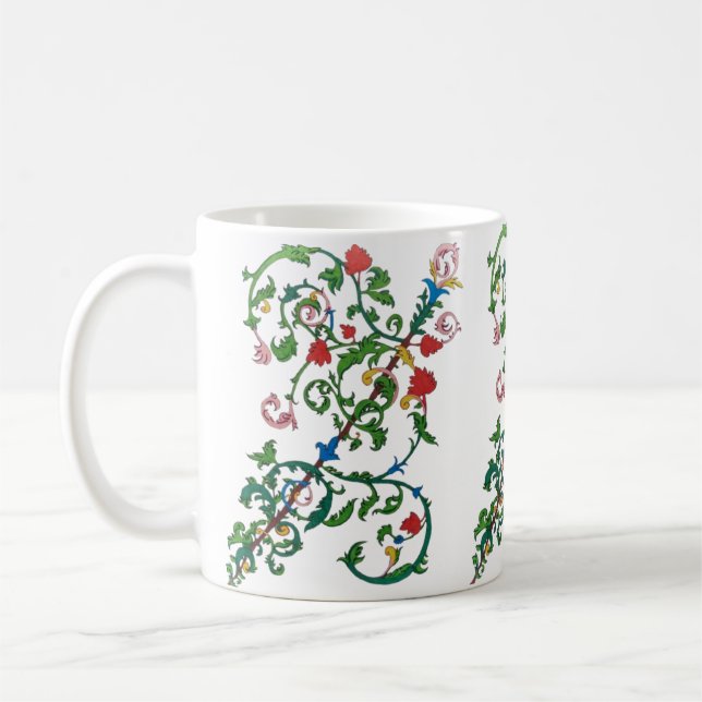 Färglös blommigt, ornament Mugg (Vänster)