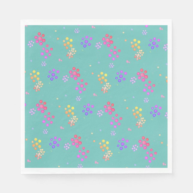 Färglös Blommigt Papprare Tallrikar Pappersservett (Framsidan)