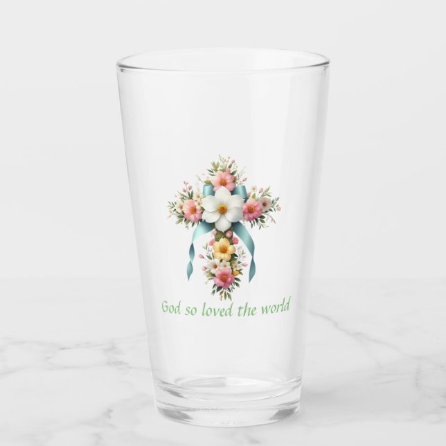 Färglös Blommigt Påsk/Vår Kor Glaskopp (Framsida)