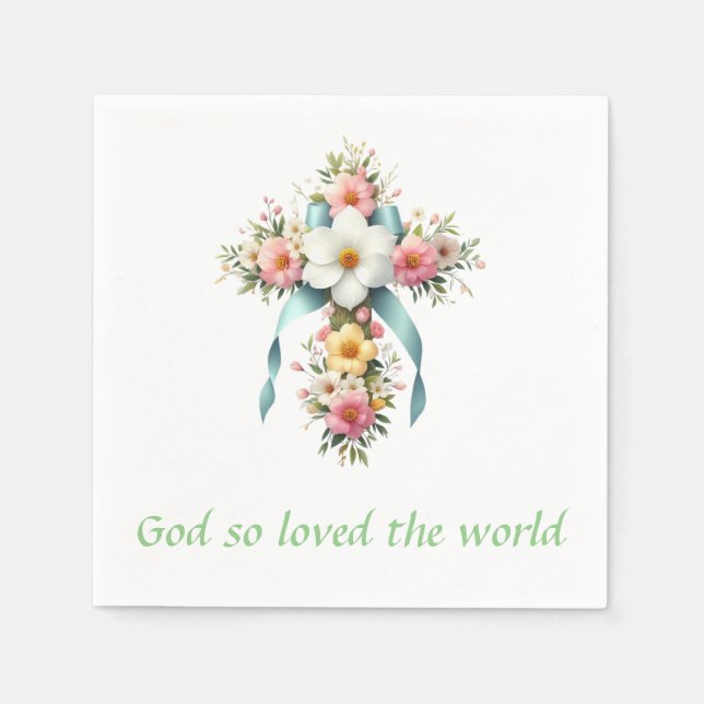 Färglös Blommigt Påsk/Vår Kor Pappersservett (Framsidan)