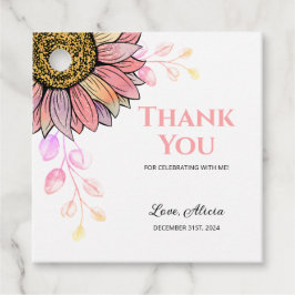 Färglös Blommigt Peach Löv Birthday Gåvor Etiketter