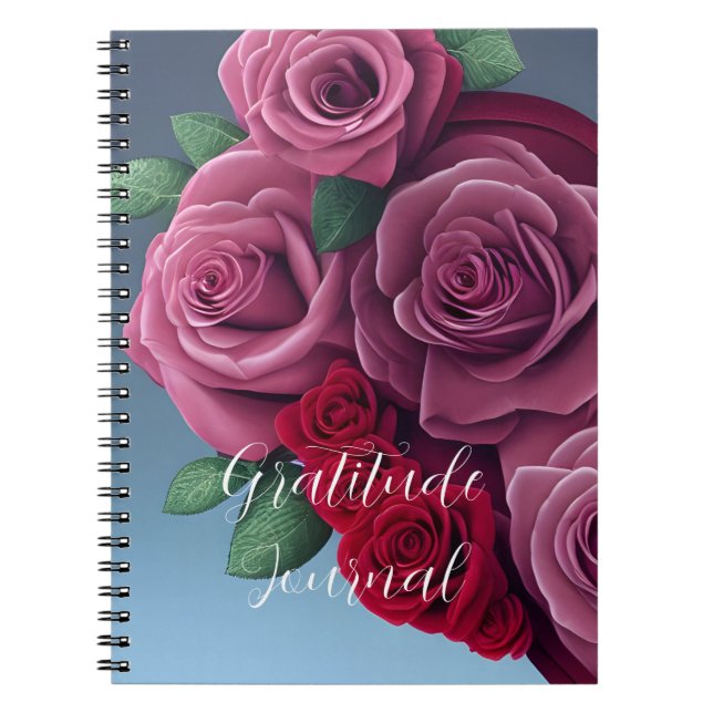 Färglös Blommigt Ro Heart Journal Anteckningsbok (Framsidan)