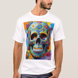 Färglös Blommigt Sockerskullsskiss T-Shirt-design T Shirt