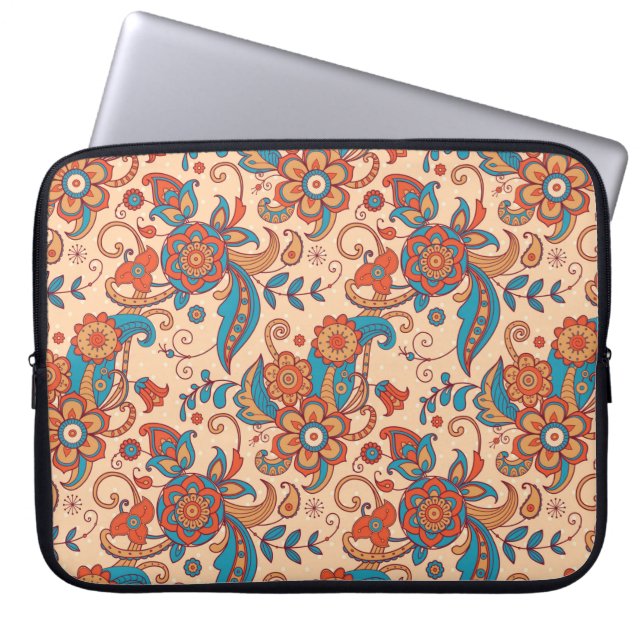 Färglös blommigt sömlös mönster laptop fodral (Framsidan)