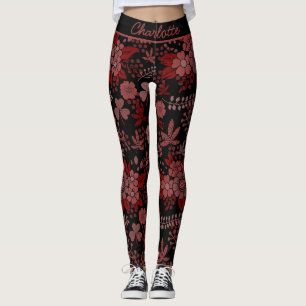 Färglös blommigt sömlös mönster personlig namn leggings
