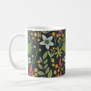 Färglös blommigt, sömlösa blommor och lämna från m kaffemugg