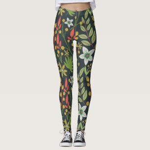 Färglös blommigt, sömlösa blommor och lämna från m leggings