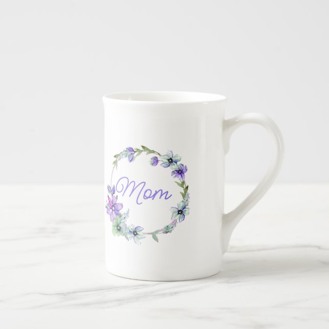 Färglös Blommigt Utandning Mors dag Benporslin Mugg (Höger)