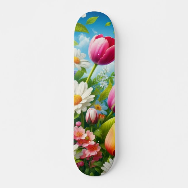 Färglös blommigt/vår Skateboard (Framsida)