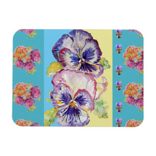 Färglös Blommigt Vattenfärg aqua Magnet