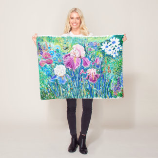 Färglös Blomsterträdgård Olja Pastel Art Blanket Fleecefilt