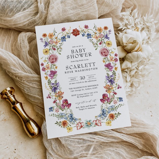 Färglös Boho Blommigt Garden Wandeans Baby Shower Inbjudningar (Skapare uppladdad)
