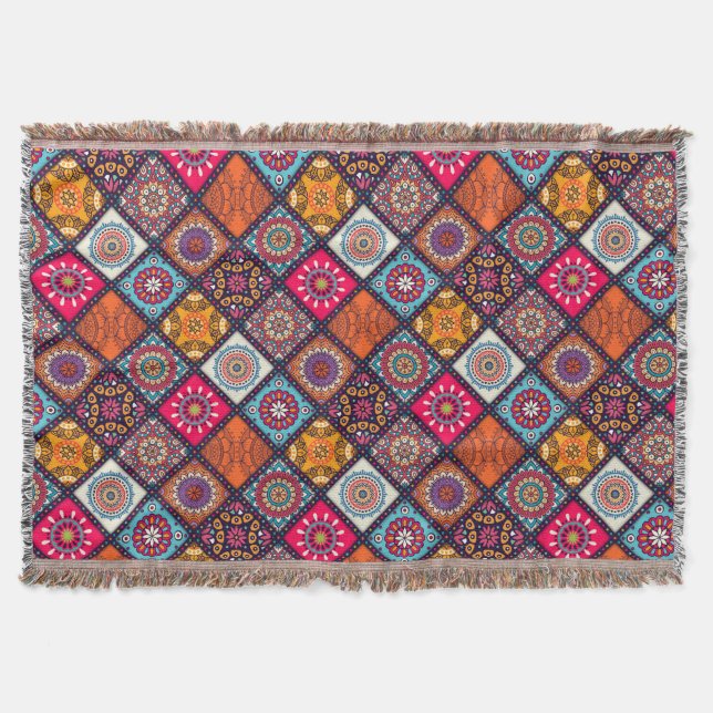 färglös boho stil filt (Framsidan)