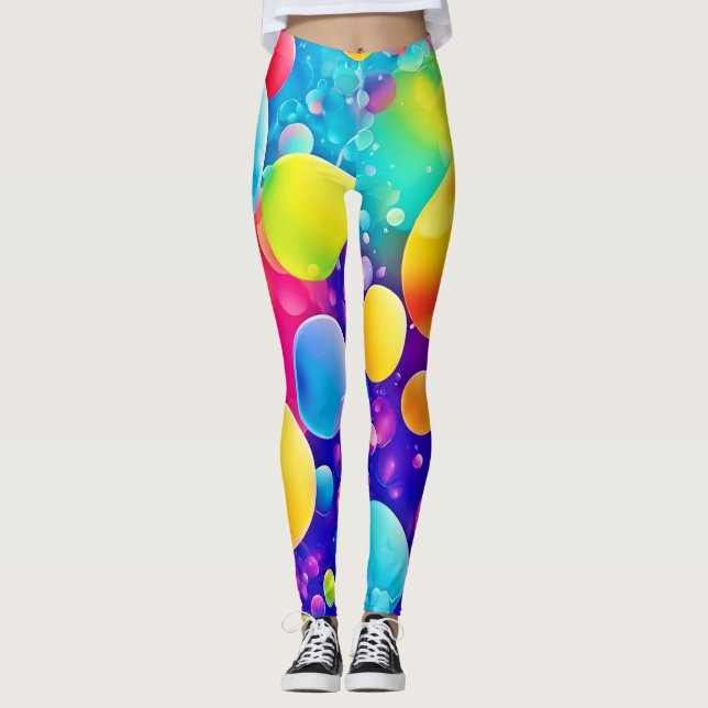 Färglös bubbelkonst Abstrakt Leggings (Framsida)
