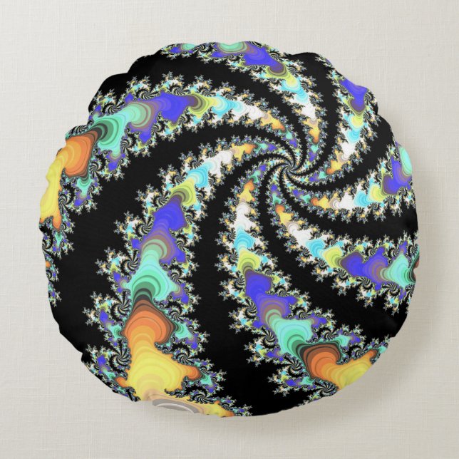 Färglös centrifugering Fractal Round Pillow Rund Kudde (Framsidan)