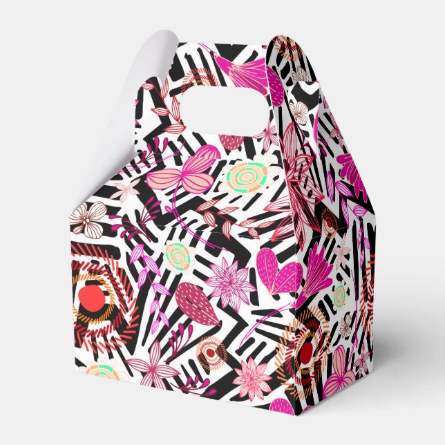 Färglös chic svartvita blommor mönster favbo bo presentaskar (Baksidan Sidan)