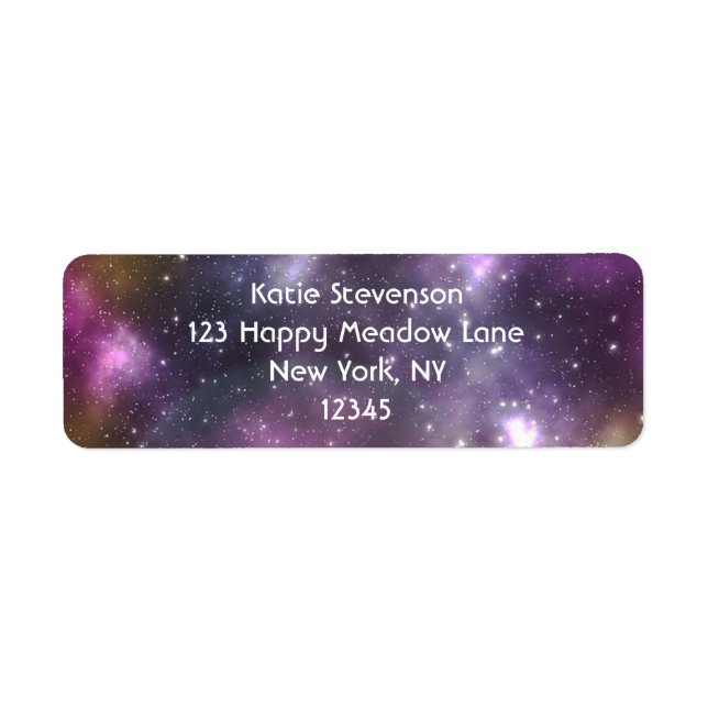 Färglös Coola Nebula och stjärnor i rymden Returadress Etikett (Framsidan)