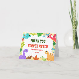 Färglös Cute Dino-Födelsedagsfest - tackkort