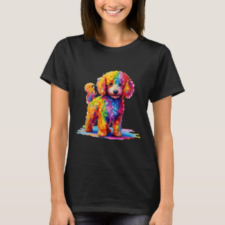 Färglös cute Funny Rainbow Hund Pudel T Shirt