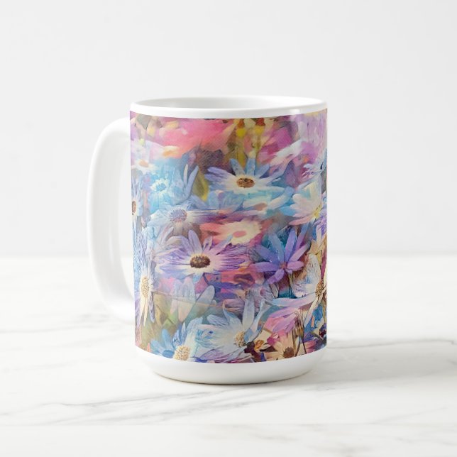 Färglös Daisy Garden Art Mugg Kopp (Framsida vänster)