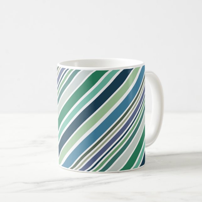 Färglös diagonal rand-design kaffemugg (Framsida höger)