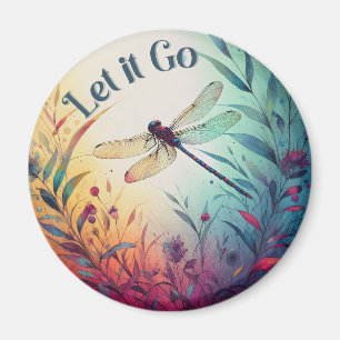 Färglös Dragonfly-Blommigt Låt den gå via Inspire- Magnet