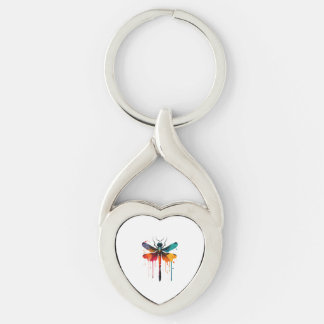 färglös Dragonfly Twisted Heart Silverfärgad Nyckelring
