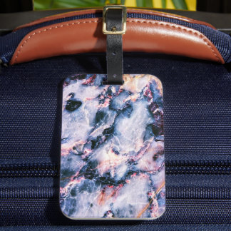 Färglös Elegant Marble White Blue och Rosa Bagagebricka