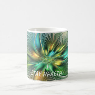 Färglös Fantasy-Abstrakt Flower Fractal Art-text Kaffemugg