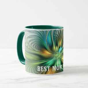 Färglös Fantasy-Abstrakt Flower Fractal Best Mamma Mugg