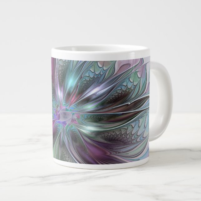 Färglös Fantasy-Abstrakt Modern Fractal Flower Jumbo Mugg (Framsida höger)